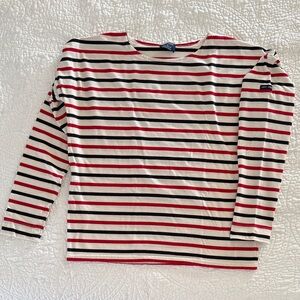 J. Crew Saint James collab - Red and Black Striped Long Sleeve Tee